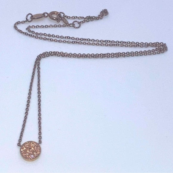 Fossil Jewelry - Fossil Rose Gold-Tone Cz Flower Stainless Steel Necklace 18.4”